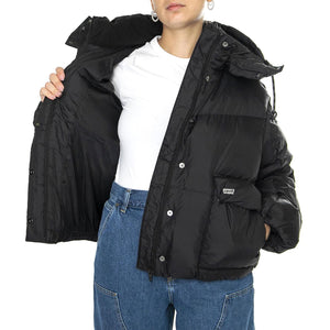 Western Bubble Shorty Caviar Black - Giacca con Cappuccio Donna Nera A8527-0003  LEVIS 