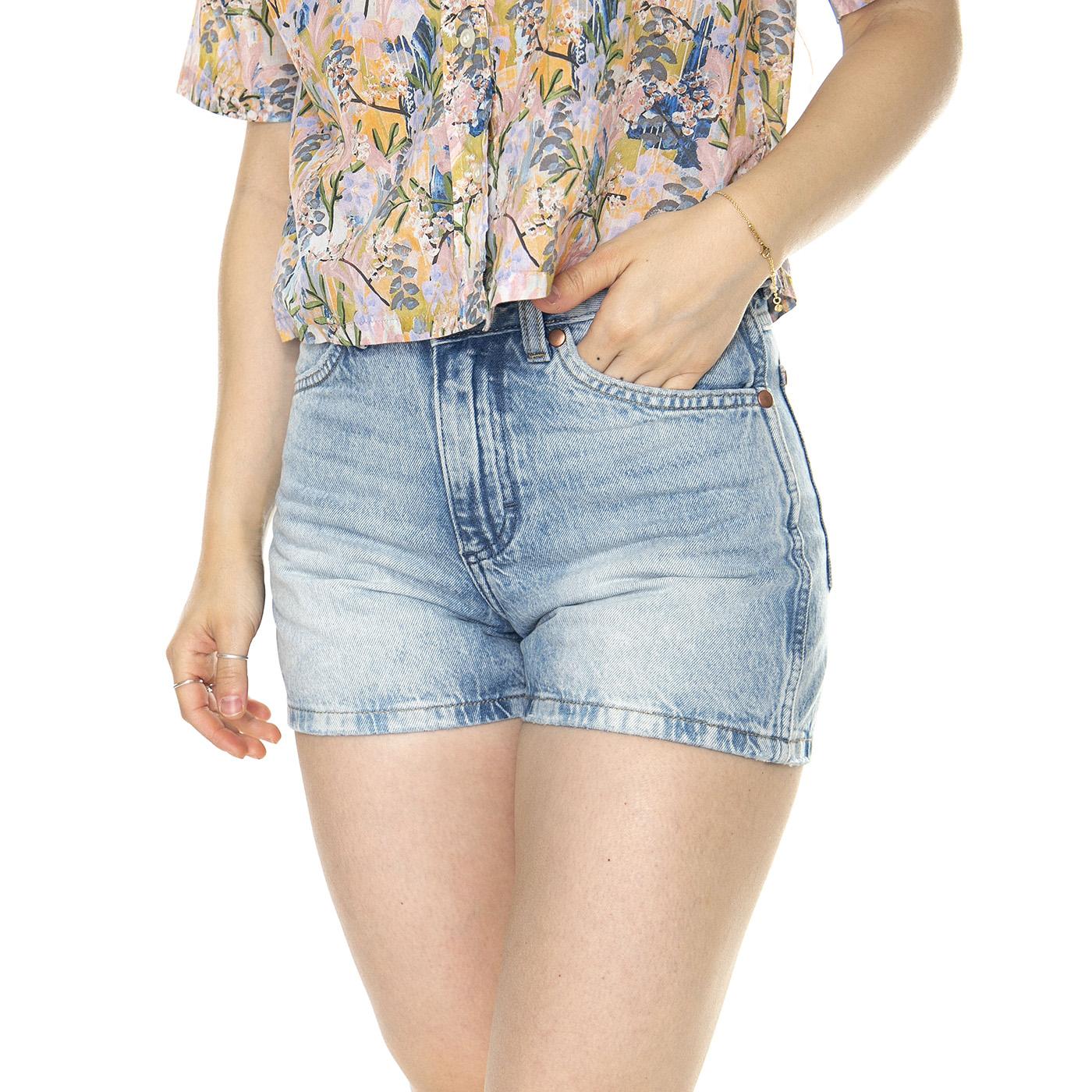 Cowboy Short 3 Inch Stuntman Blue - Pantaloncini Denim Jeans Donna Blu 112351074  WRANGLER 