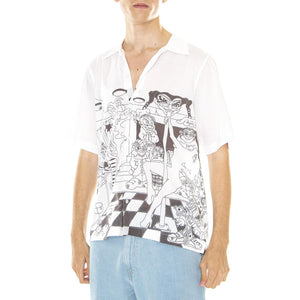 M' Strip Club Shirt White - Camica Maniche Corte Uomo Bianca / Multicolore S23STRIP-WHT  USUAL 