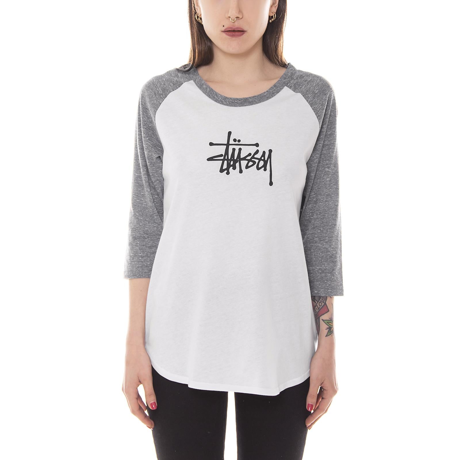 BASIC STUSSY RAGLAN TEE WHITE/GREY HEATHER 2941349-WHITE/GREY HEATHER  STUSSY 