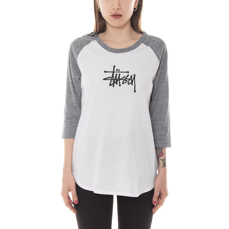 BASIC STUSSY RAGLAN TEE WHITE/GREY HEATHER 2941349-WHITE/GREY HEATHER  STUSSY 