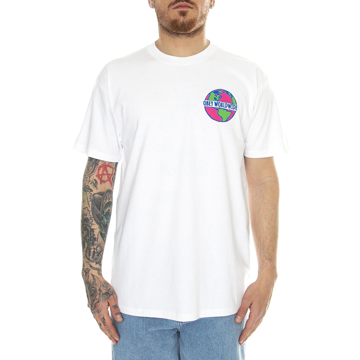 Obey Planet Classic Tee White - Maglietta Girocollo Uomo Bianca 165263783-WHT  OBEY 