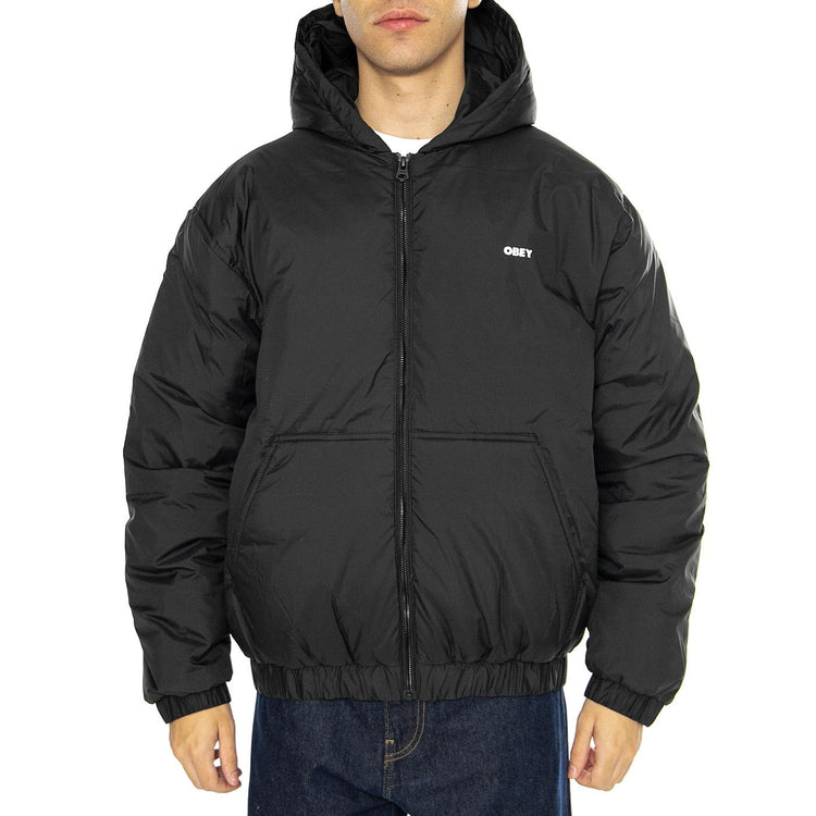 RETREAT HOODED JACKET BLACK - Giacca con Cappuccio Uomo Nera 121800547 BLK OBEY 