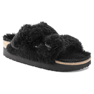 Arizona Big Buckle Teddy Black Fur - Sandali Donna Neri 1021705  BIRKENSTOCK 