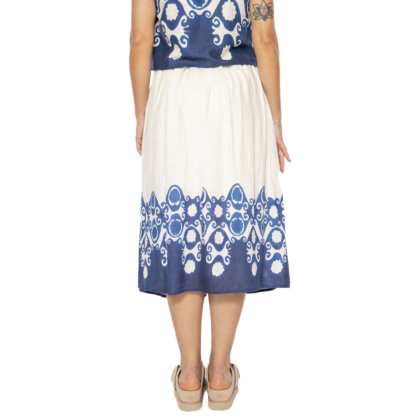 Falda midi estampado Goa - Gonna Bianca / Blu 51W/44200  WILD PONY 