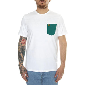 Contrast Pocket T-Shirt White / Court Green - Maglietta Girocollo Uomo Bianca TS831VOG-X179  LYLE & SCOTT 