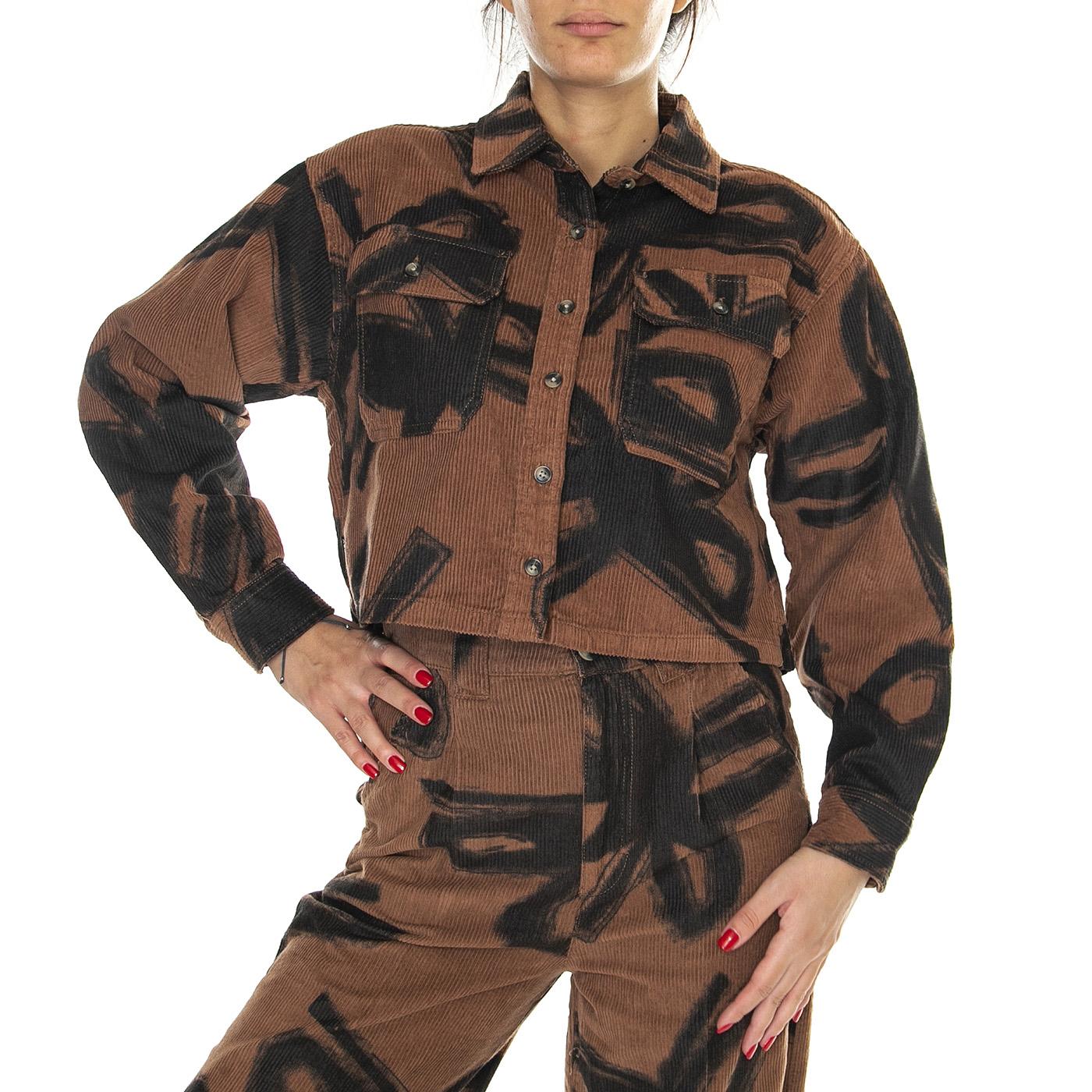 Obey Nabi Cord Shirt LS Catechu Wood Multi - Camicia Donna Marrone 281200123-CTU  OBEY 