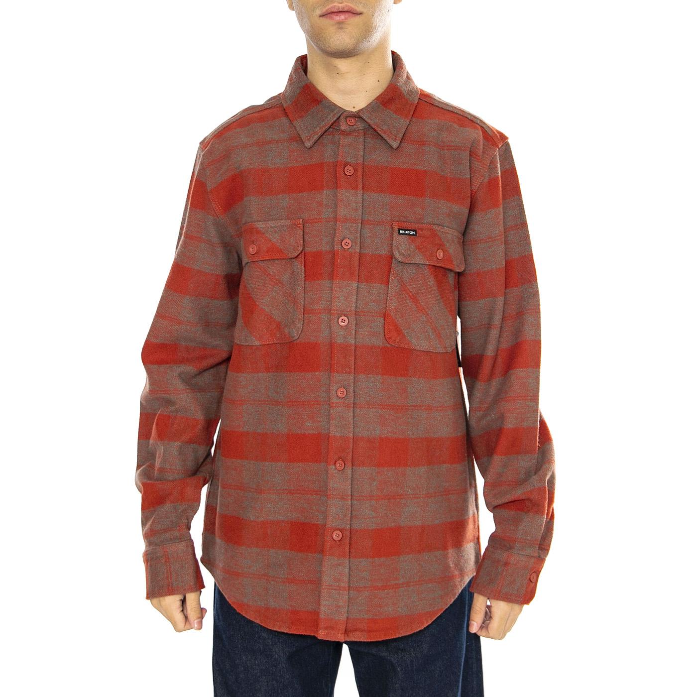 Bowery Heavy Weight L/S Flannel Burnt Henna / Dark Forest - Camicia Uomo Multicolore 01297-BTHDF . BRIXTON 