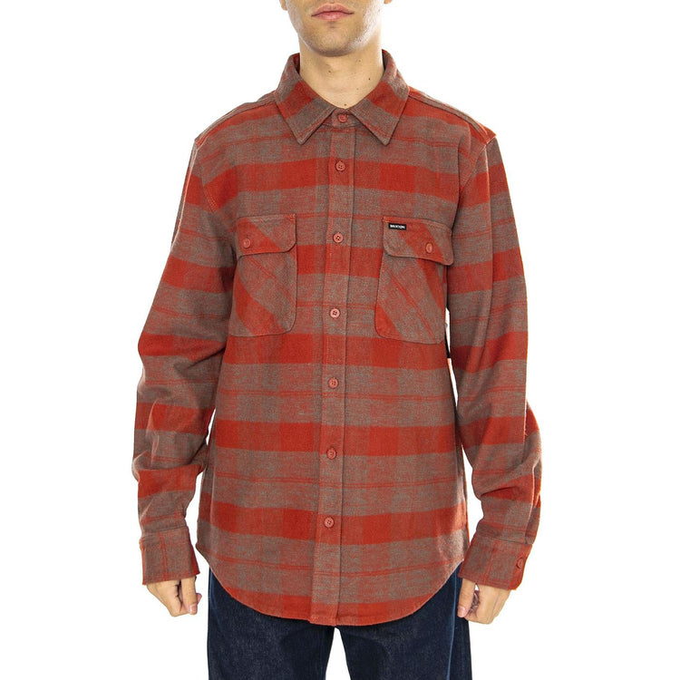 Bowery Heavy Weight L/S Flannel Burnt Henna / Dark Forest - Camicia Uomo Multicolore 01297-BTHDF . BRIXTON 