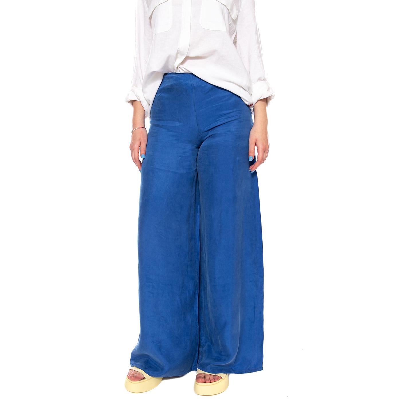 PANTALÓN CREPÉ AZUL - Pantaloni Larghi Donna Blu 61W/11219 BLUE WILD PONY 