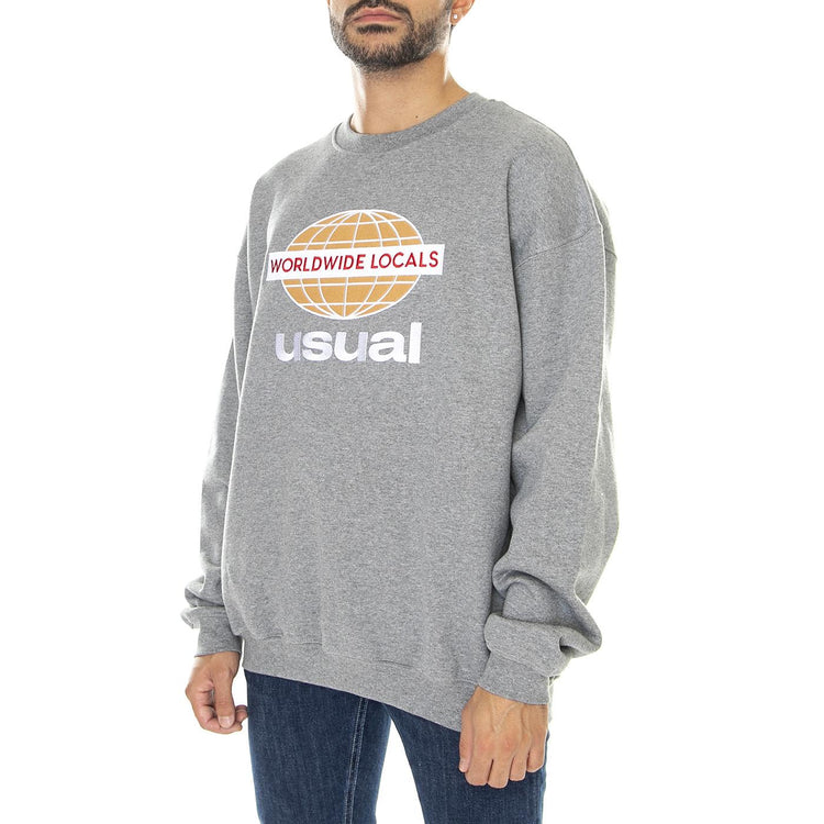 Usual Worldwide Locals Grey - Felpa Girocollo Uomo Grigia W22C-WWL-GRY  USUAL 