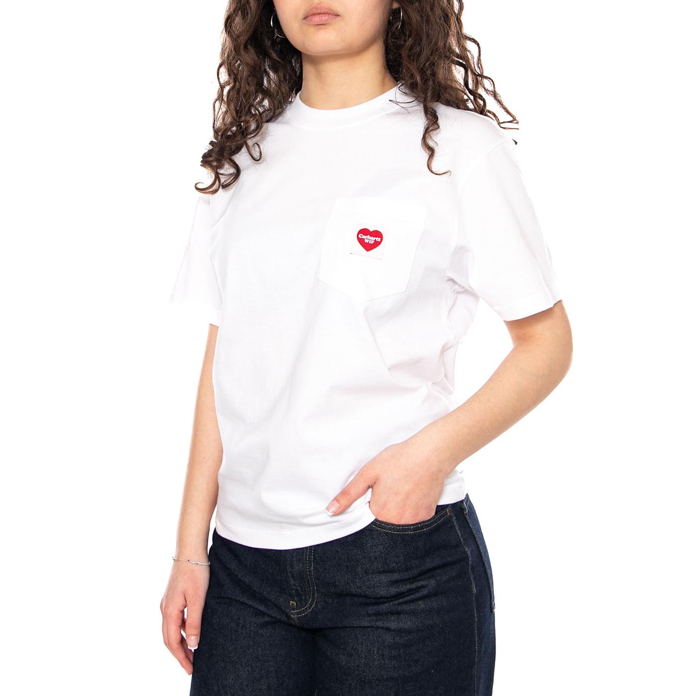 W' S/S Pocket Heart T-Shirt - Maglietta Girocollo Donna Bianca I032180 1WZXX CARHARTT WIP 