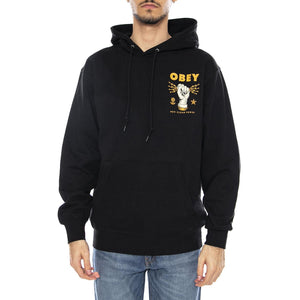 Obey New Clear Power Hood Fleece Black -- Felpa con Cappuccio Uomo Nera 117463779 BLK OBEY 