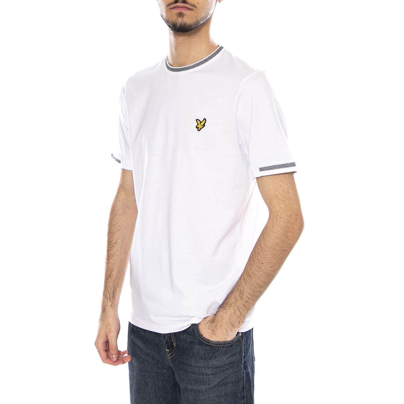 Birdseye Half Tipped T-Shirt White/Jet Black - Maglietta Girocollo Uomo Bianca TS2305V-W104 . LYLE & SCOTT 