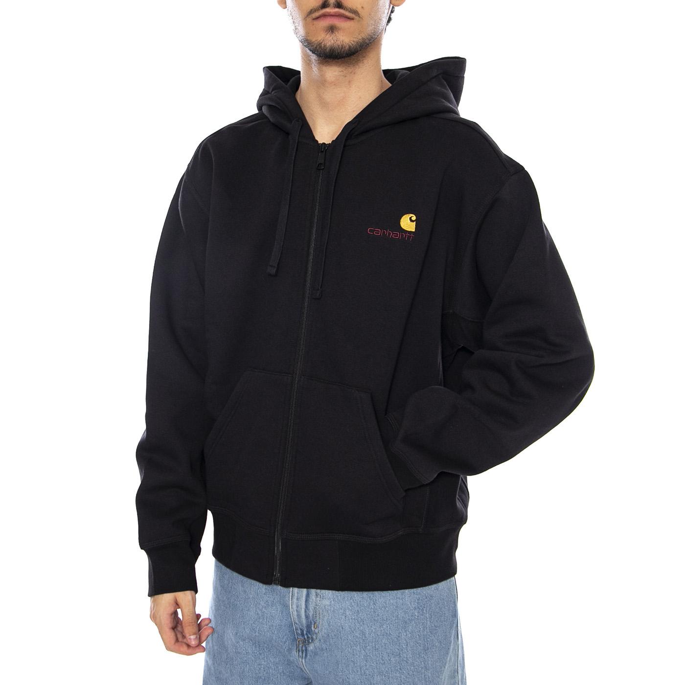 Hooded American Script Jacket Black - Felpa con Cappuccio Uomo Nera I033063.89XX  CARHARTT WIP 