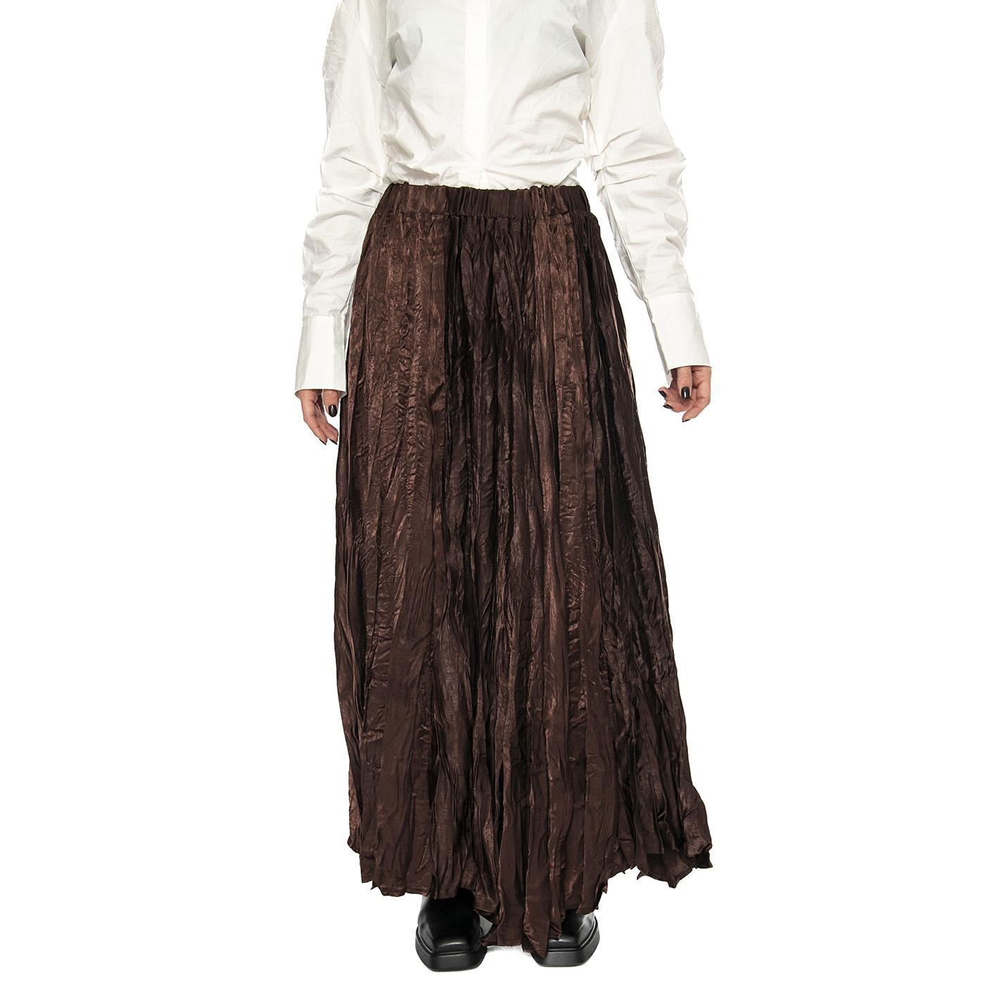 Falda larga satén arrugado marrón - Gonna Marrone 43W/11254  WILD PONY 
