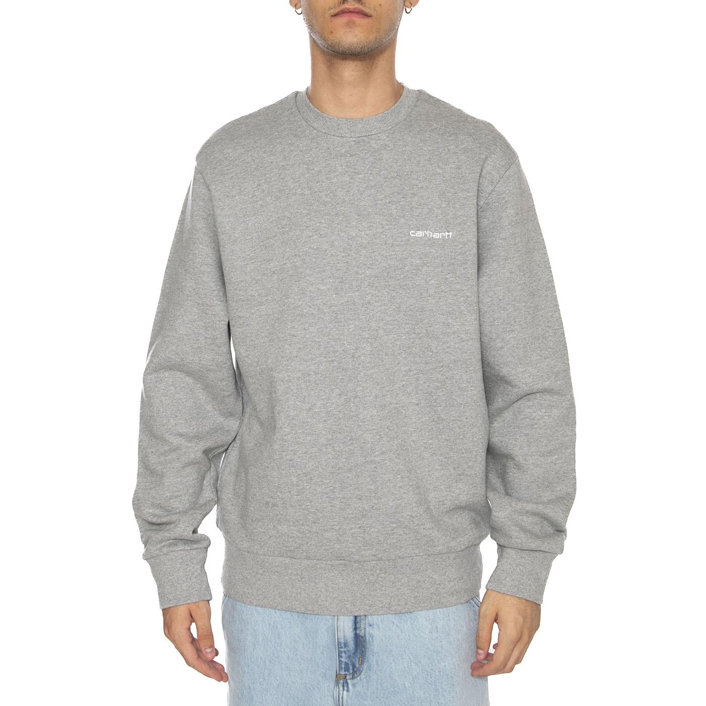 Script Embroidery Sweat Grey Heather / White - Felpa Uomo Grigia I034496.00DXX  CARHARTT WIP 