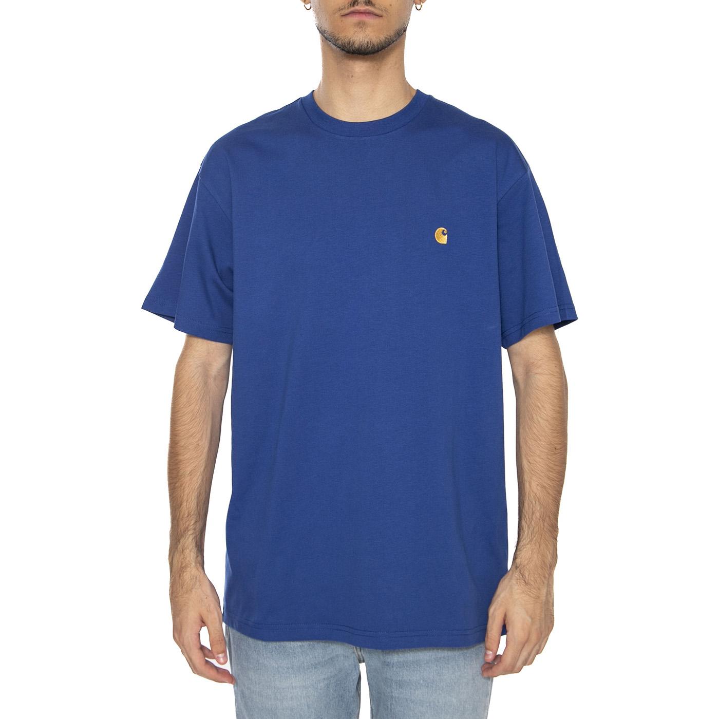 S/S Chase T-Shirt Wolfsbane / Gold - Maglietta Girocollo Uomo Blu I026391.30XXX  CARHARTT WIP 