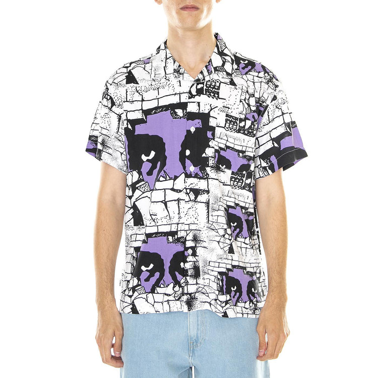 M' Detector Woven SS White / Multi - Camicia Maniche Corte Uomo Bianca / Multicolore 181210385-WTM  OBEY 