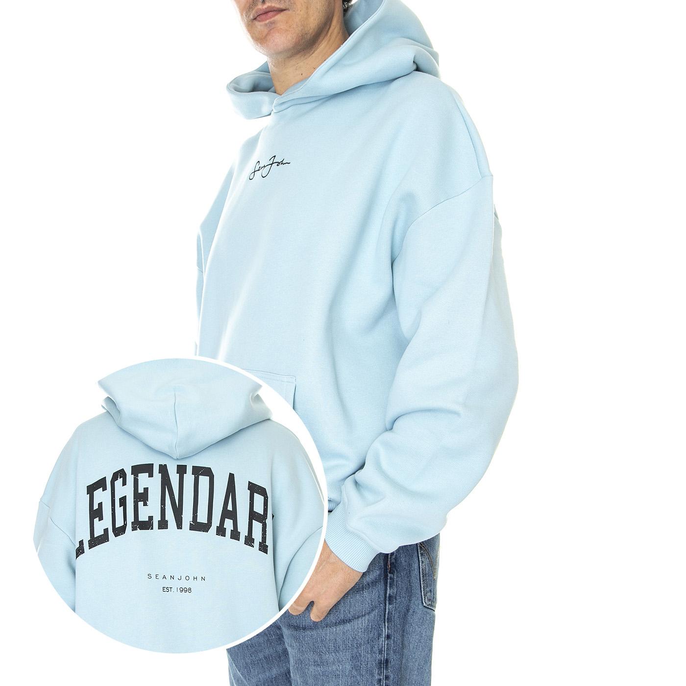 Script Logo Washed Out Legendary Hoodie 01 Light Blue - Felpa con Cappuccio Uomo Blu 6021063/222  SEAN JOHN 
