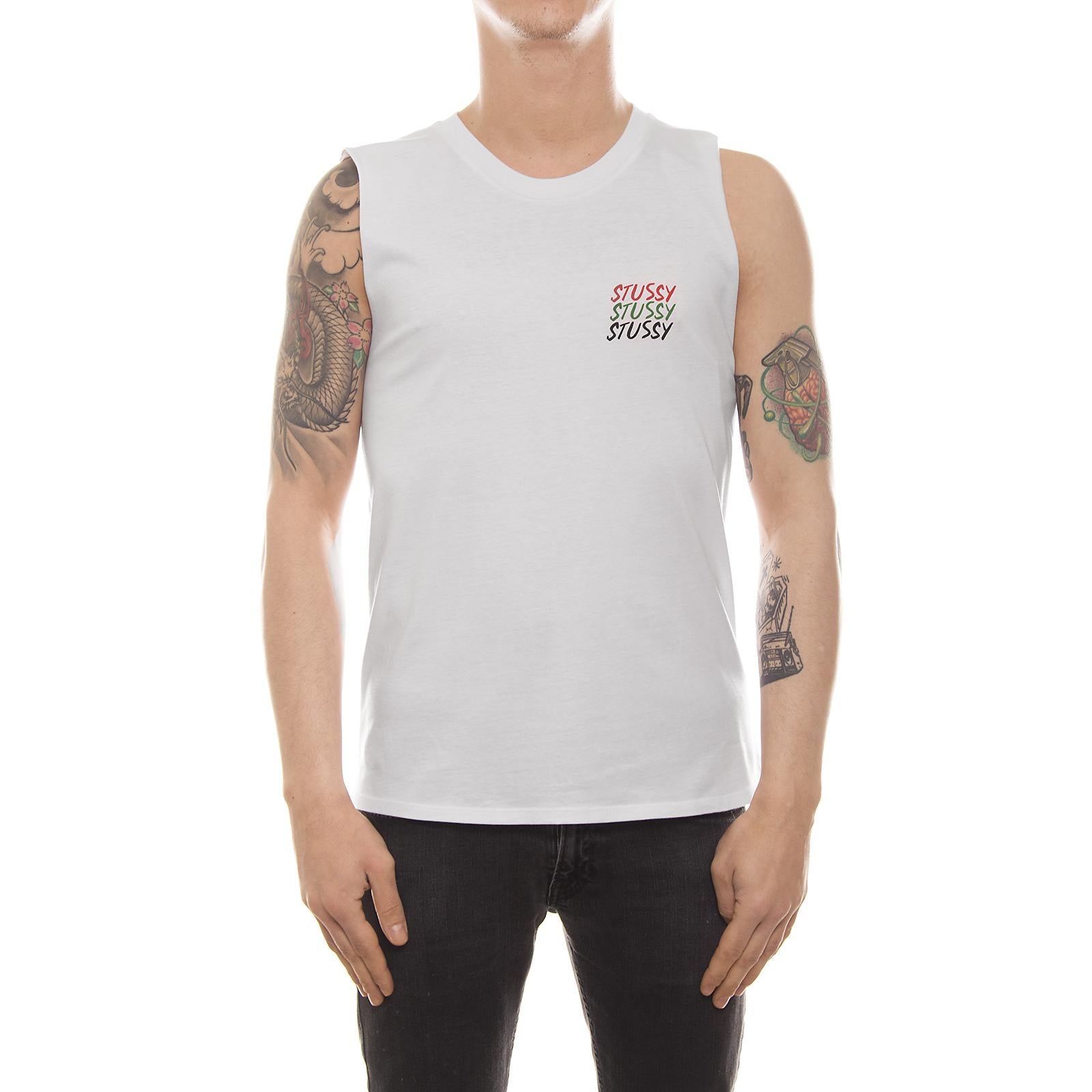 JAH BLESS MUSCLE TEE WHITE 2941355-WHITE  STUSSY 