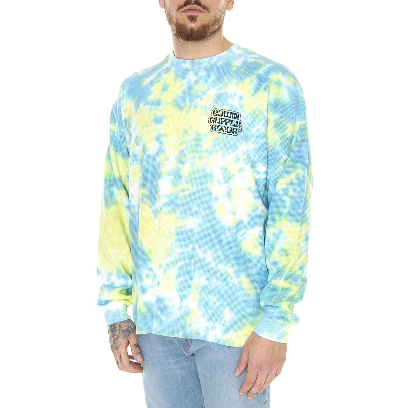 Waffle Dizzy TS LS Charlock / Sky Blue - Maglione Girocollo in Cotone Uomo Multicolore I031874.1N0.TD.  EDWIN 