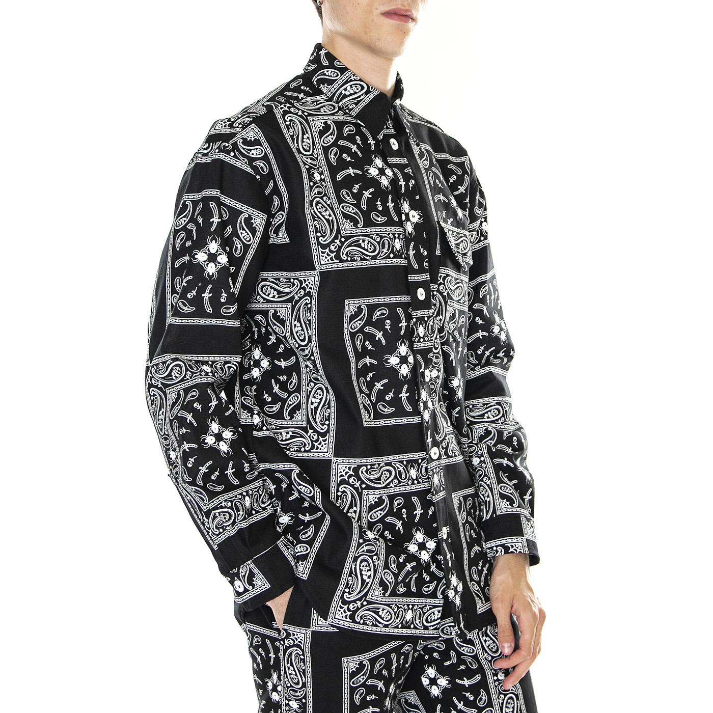M' Bandana Shirt Black - Camicia Uomo Nera / Multicolore SHT0056BLK  DOOMSDAY 