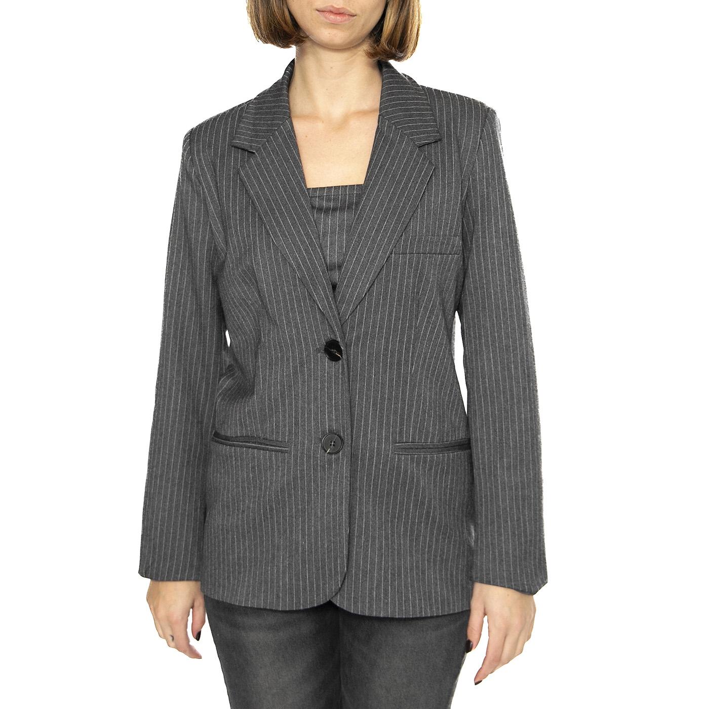 Blazer de traje raya diplomática gris - Giacca Donna Grigia 43W/11250  WILD PONY 