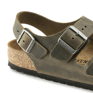 Milano Faded Khaki, Oiled Leather - Sandali Uomo / Donna Verdi - Calzata Regolare 1019454  BIRKENSTOCK 