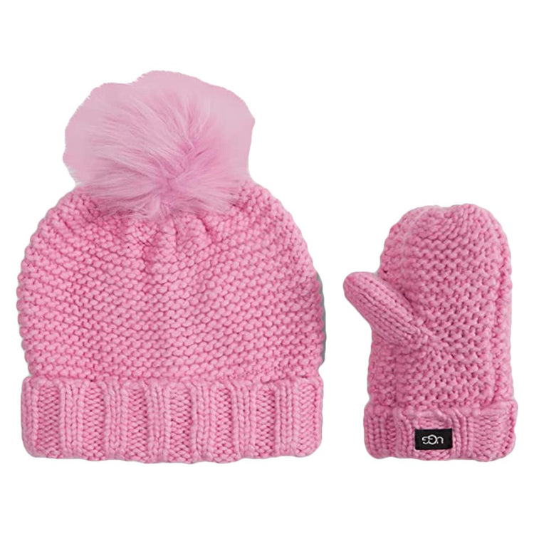 Infant Knit Set Rose Quartz - Set Cappellino e Guanti in Lana Bambini Rosa UGA20124-RSQ  UGG 