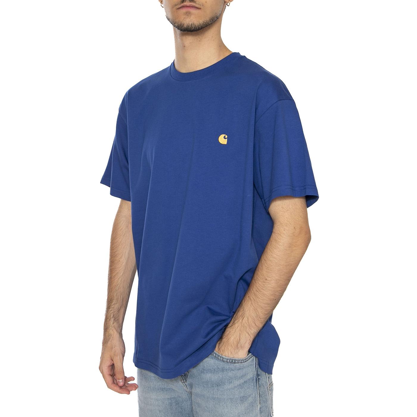 S/S Chase T-Shirt Wolfsbane / Gold - Maglietta Girocollo Uomo Blu I026391.30XXX  CARHARTT WIP 