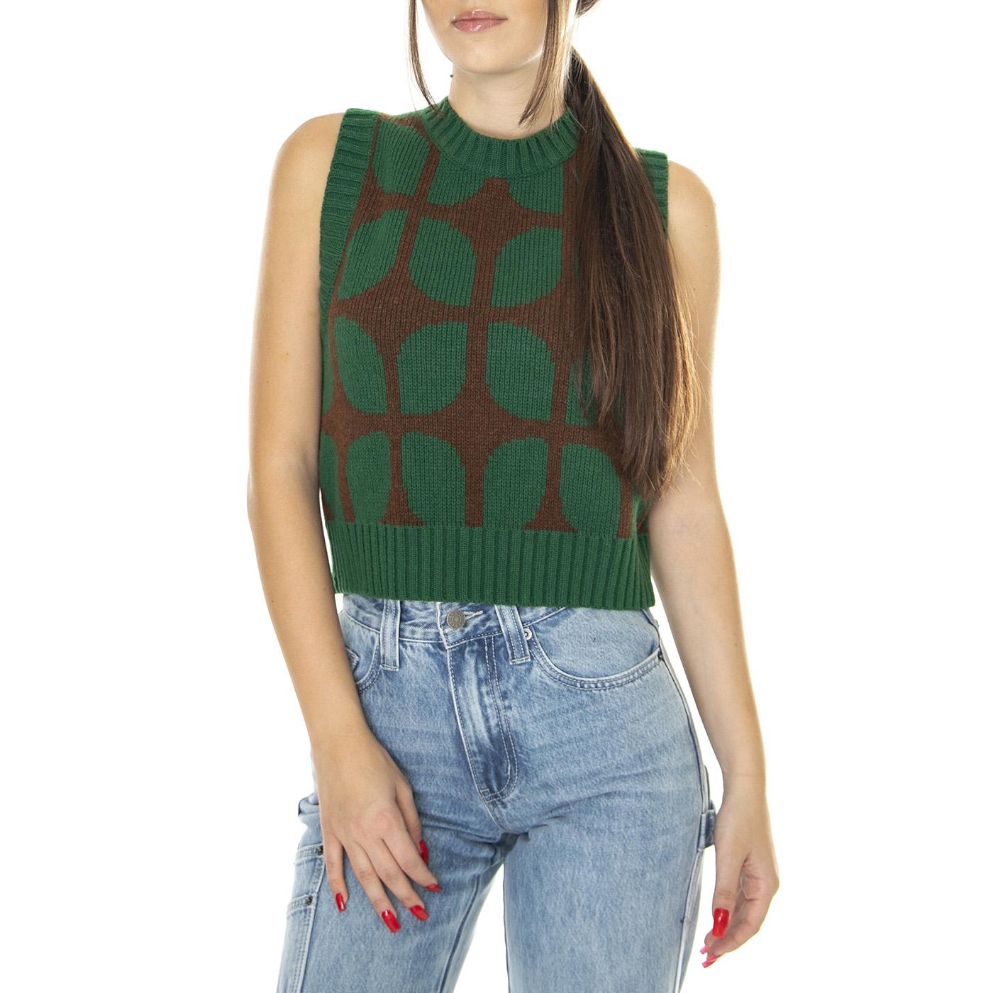 Wallpaper Brown Tea Knitted Vest - Gilet Donna Verde WKN00162  THINKING 