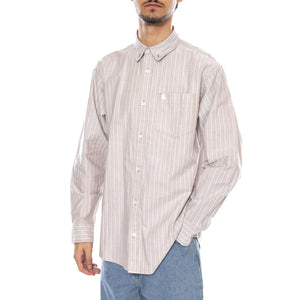 L/S Cassel Shirt Cassel Stripe, Peanut / White - Camicia Uomo Multicolore I035327.35EXX  CARHARTT WIP 