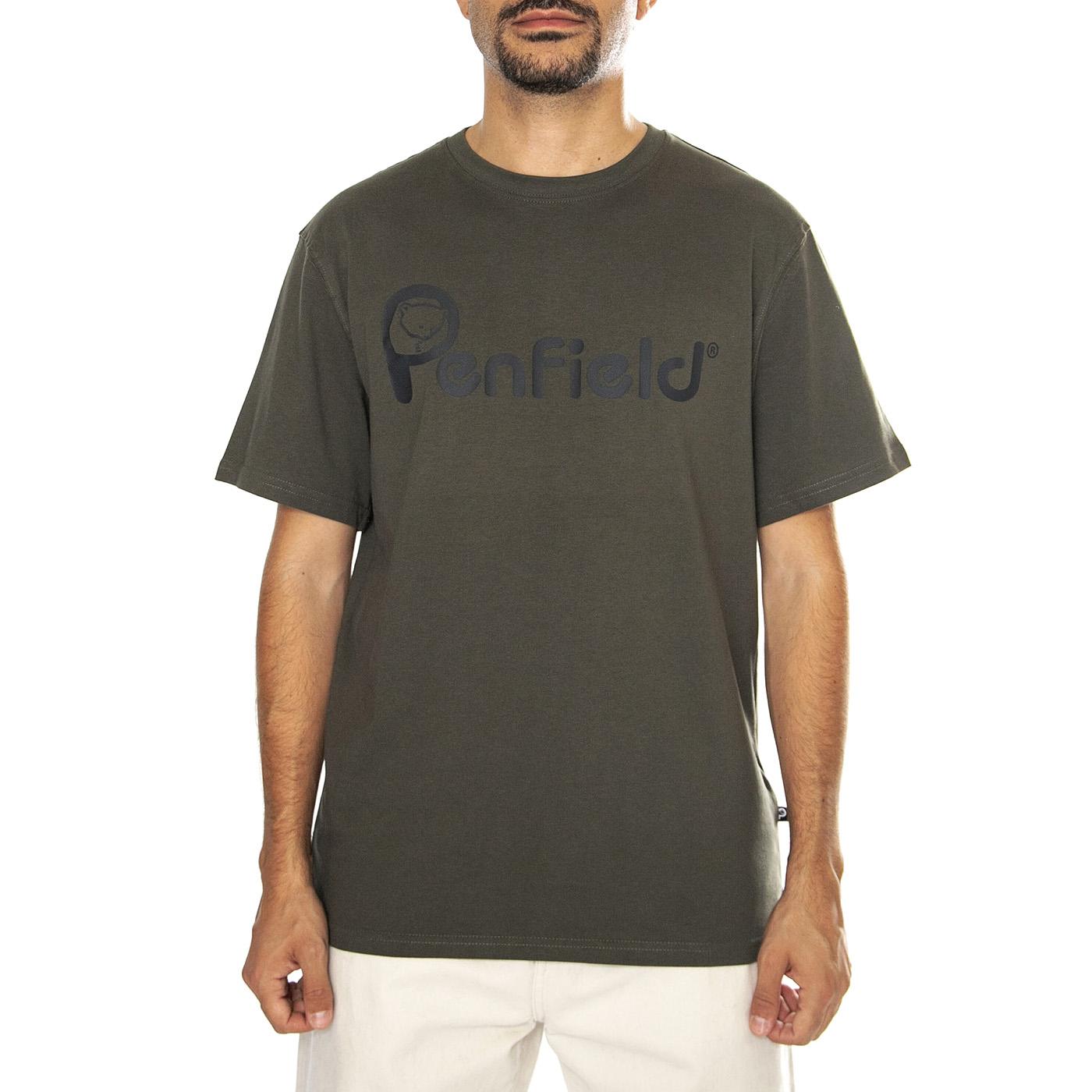 Penfield Bear Chest Print T-Shirt Forest Night - Maglietta Girocollo Uomo Verde PFD0298-407  PENFIELD 
