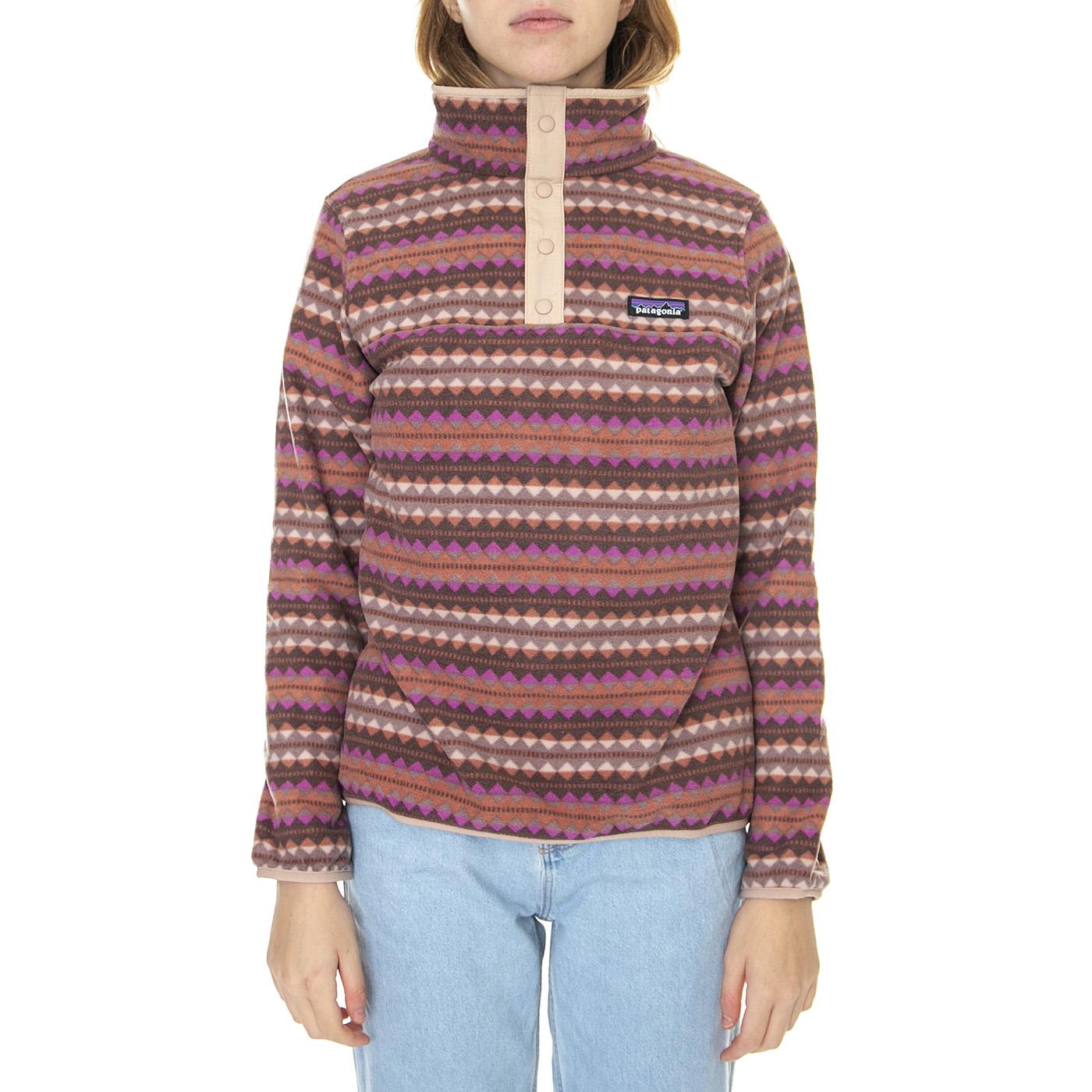 W's Micro D Snap-T P/O Diamond Stripe: Sisu Brown - Felpa Collo Alto Donna Multicolore 26020-DISB  PATAGONIA 
