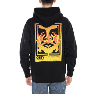 Obey Icon Stencil Flame Fleece -- Felpa con Cappuccio Uomo Nera 117464048 BLK OBEY 
