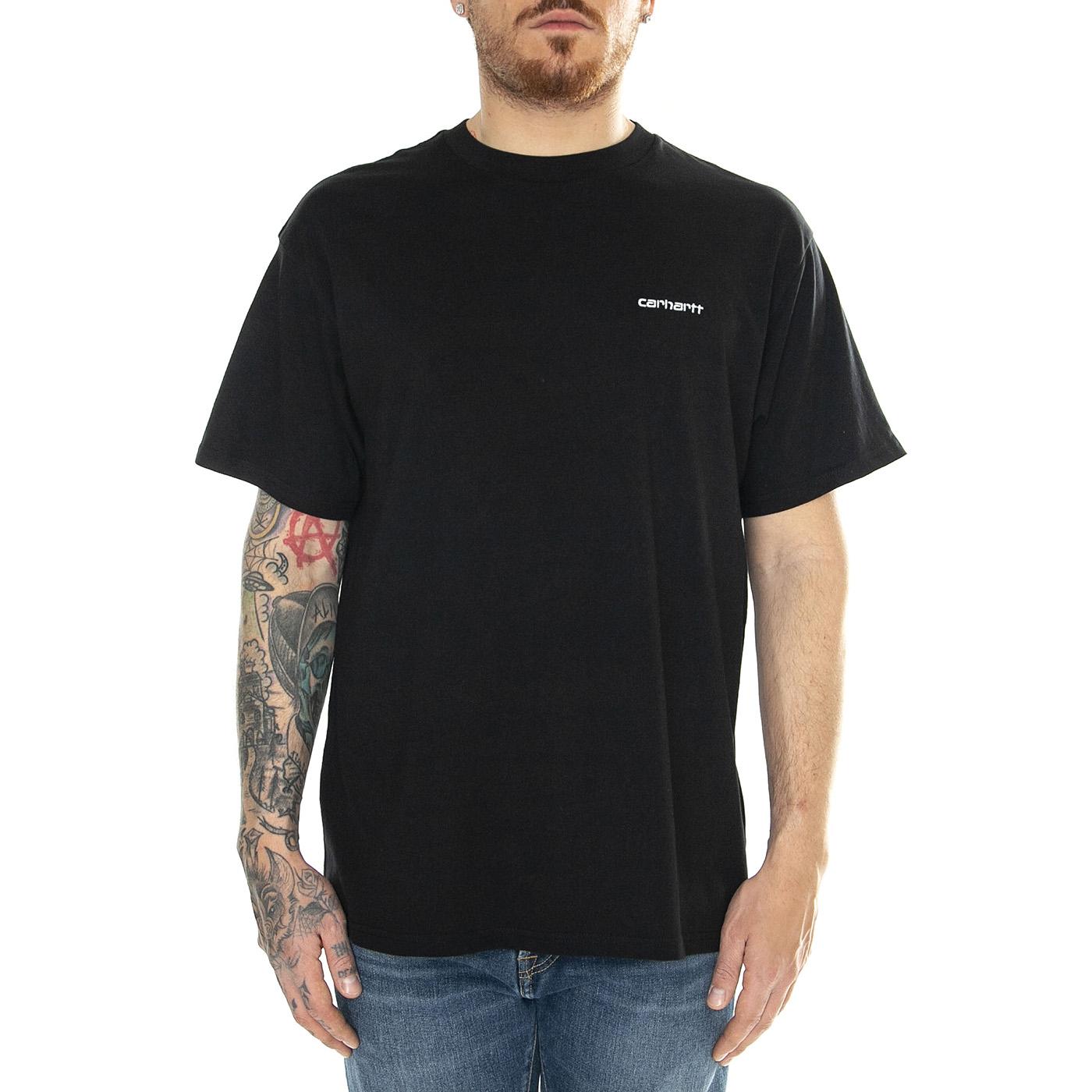 S/S Script Embroidery T-Shirt Black / White - Maglietta Girocollo Uomo Nera I030435_0D2_XX  CARHARTT WIP 