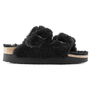 Arizona Big Buckle Teddy Black Fur - Sandali Donna Neri 1021705  BIRKENSTOCK 