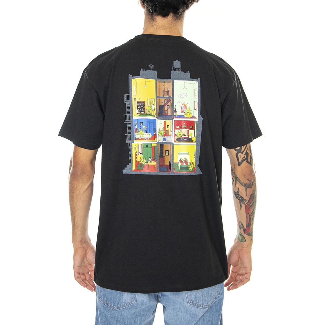 At Home S/S Tee Black - Maglietta Girocollo Uomo Nera TS01822-BLACK  HUF 