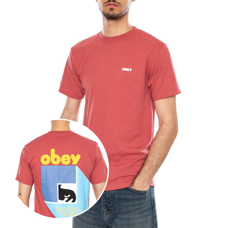 OBEY PEEP HOLE TEE MINERAL RED - Maglietta Girocollo Uomo Rossa 165264346 MIR OBEY 