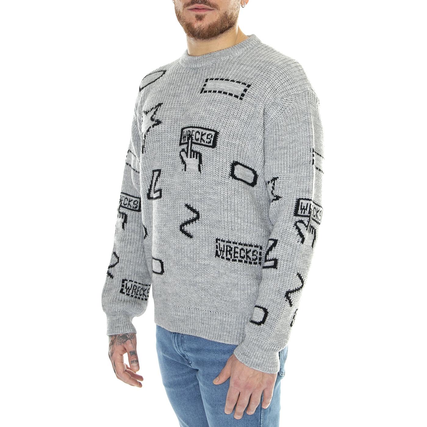 Drop Down Sweater Grey Heather - Maglione Girocollo Uomo Grigio I032947.V6.67.  EDWIN 