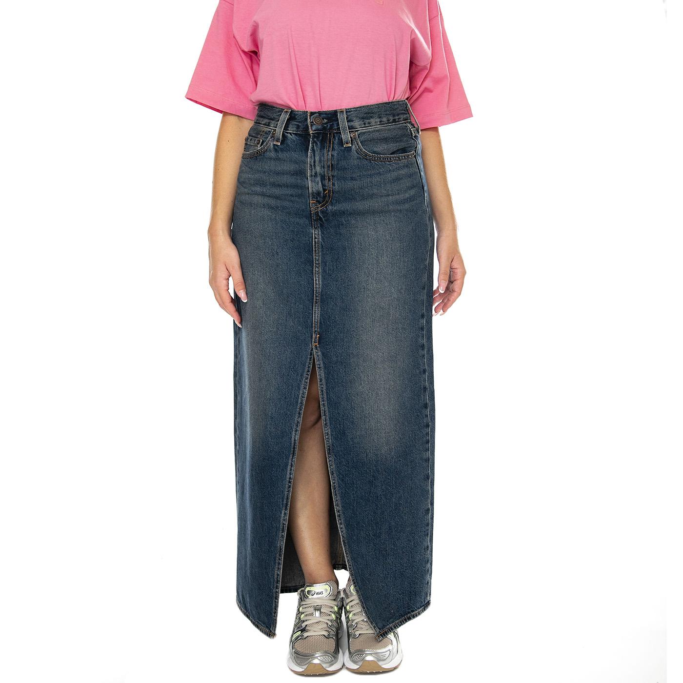 Ankle Column Skirt Wave Hello Dark Indigo Worn In - Gonna Denim Jeans Blu A7512-0005  LEVIS 