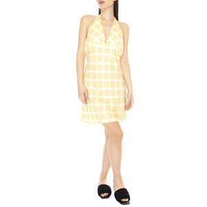 Vestido Corto Halter con Estampado de Cuadros - Abito Donna Giallo / Multicolore 31W/11253  WILD PONY 