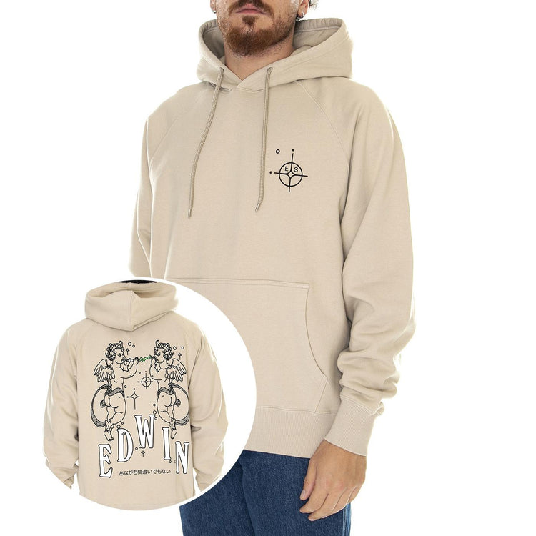 Angles Hoodie Sweat White Pepper - Felpa con Cappuccio Uomo Beige I032500.1MZ.67.  EDWIN 