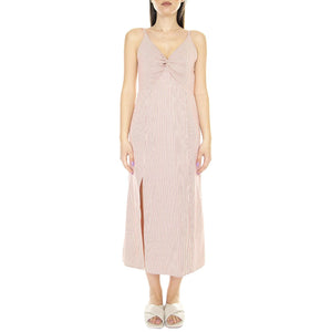 Vestido Midi con Tirantes y Estampado de Rayas Rojas - Abito Donna Rosa 31W/11247  WILD PONY 