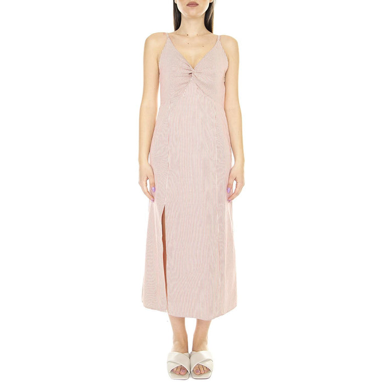 Vestido Midi con Tirantes y Estampado de Rayas Rojas - Abito Donna Rosa 31W/11247  WILD PONY 