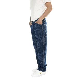 JMB Printed Jeans Dark Shade Blue - Pantaloni Denim Jeans Uomo Blu 112359267  LEE 