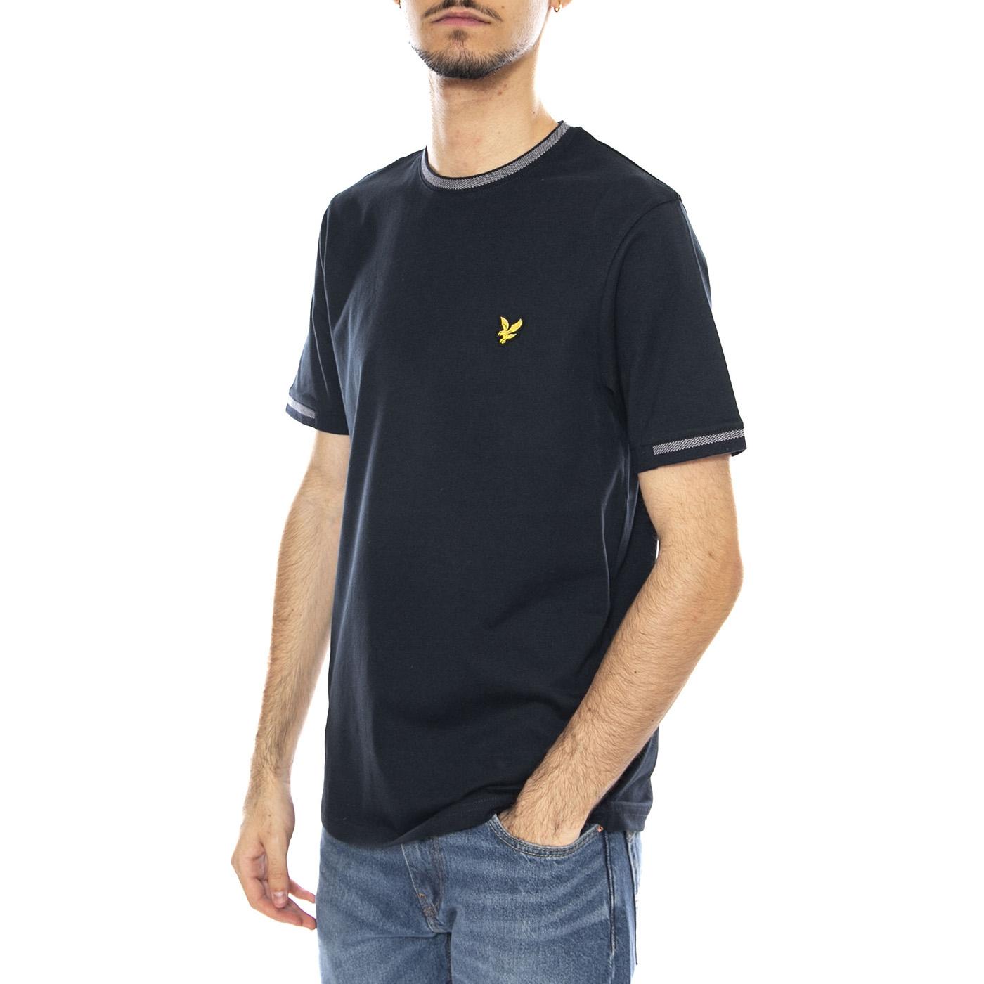 Birdseye Half Tipped T-Shirt Dark Navy/Ash Lilac - Maglietta Girocollo Uomo Blu TS2305V-X941 . LYLE & SCOTT 