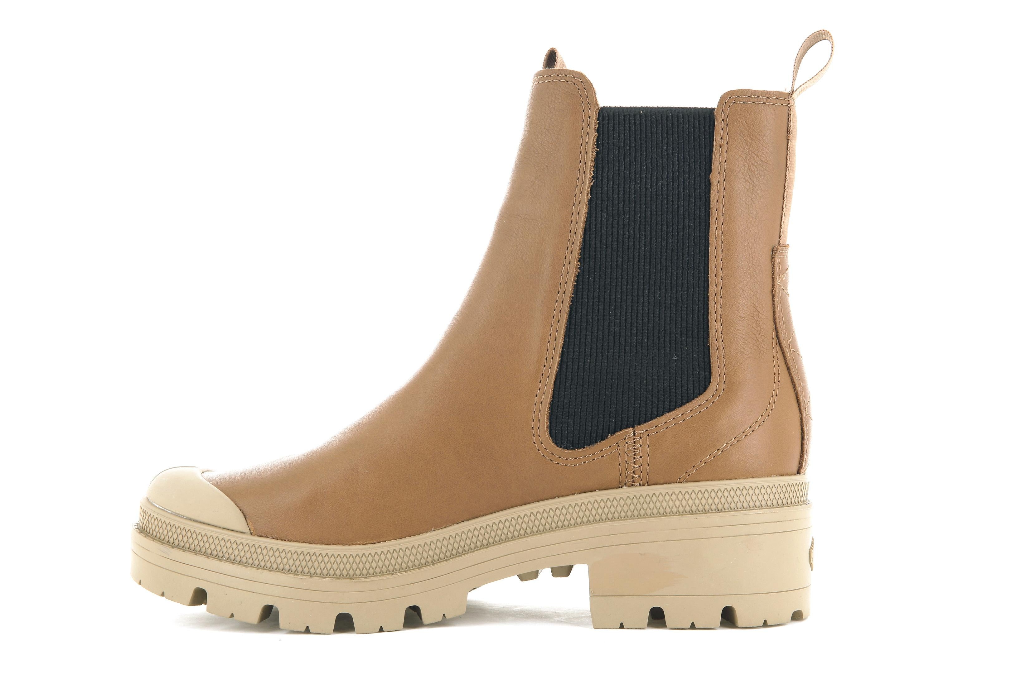 Pallabase Chelsea Leather Dear Brown - Scarpe Stringate Profilo Alto Donna Marroni PAS97970-252-M  PALLADIUM 