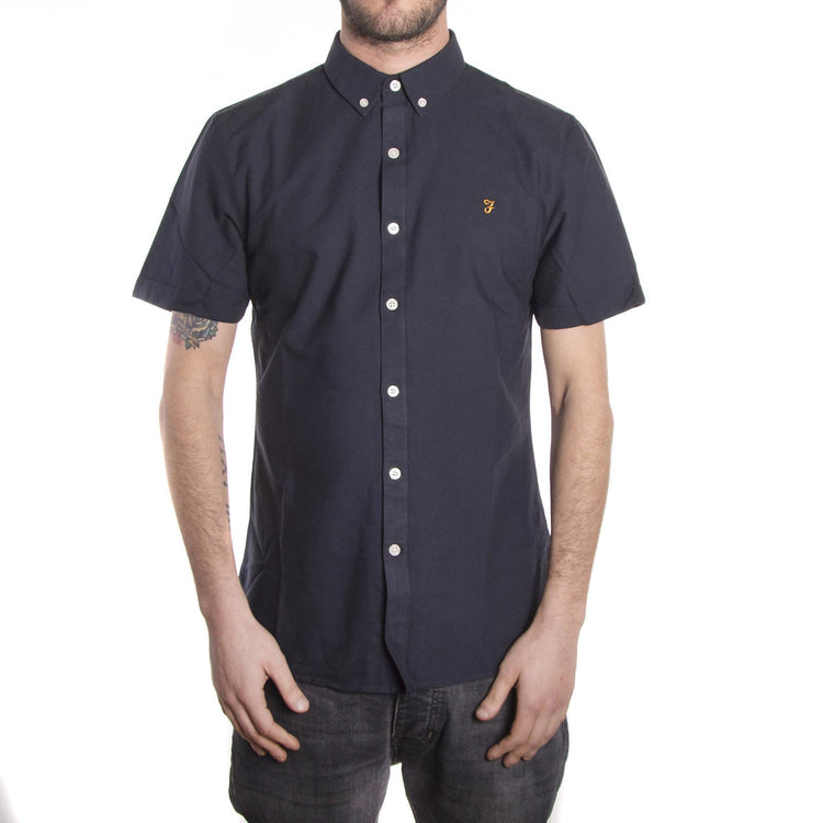 Brewer Short Sleeve Oxford Shirt - Navy - Camicia Maniche Corte Uomo Blu F4WS5074-454  FARAH 